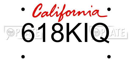 618KIQ California License Plate