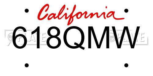 618QMW California License Plate