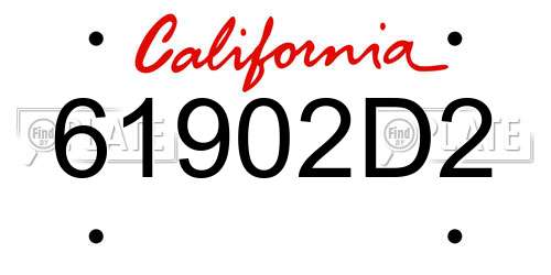 61902D2 California License Plate