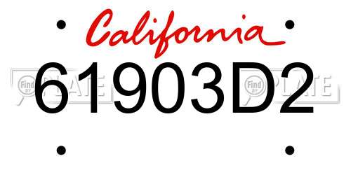 61903D2 California License Plate