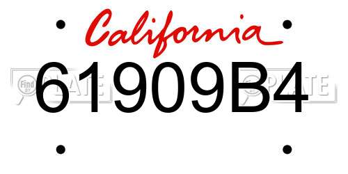 61909B4 California License Plate