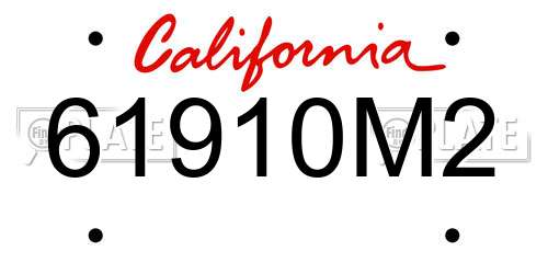 61910M2 California License Plate