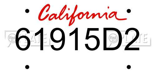 61915D2 California License Plate