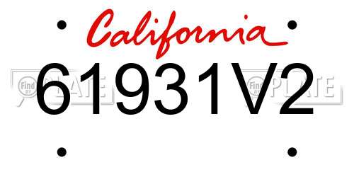 61931V2 California License Plate