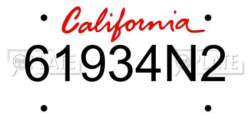 61934N2 California License Plate