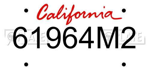 61964M2 California License Plate