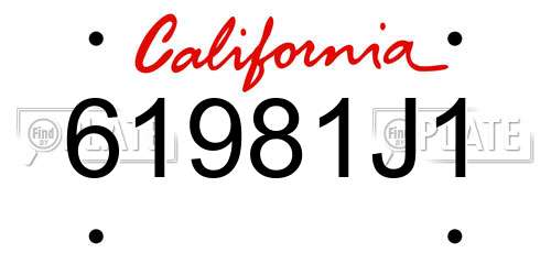61981J1 California License Plate