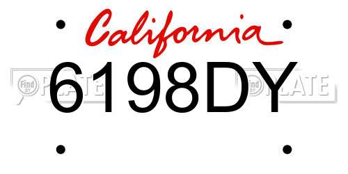 6198DY California License Plate