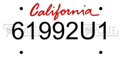61992U1 California License Plate