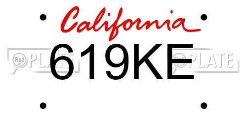619KE California License Plate
