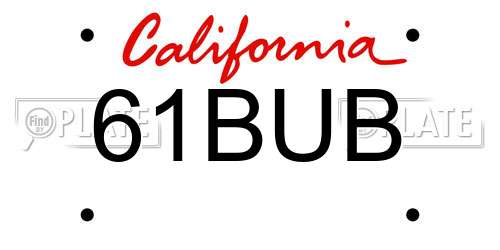 61BUB California License Plate