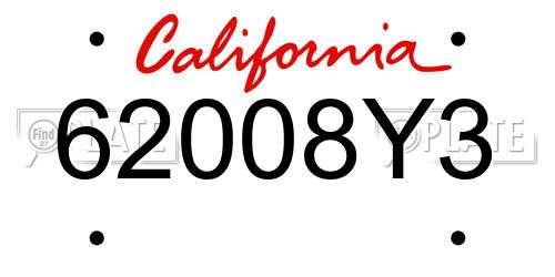 62008Y3 California License Plate