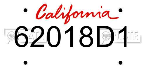 62018D1 California License Plate