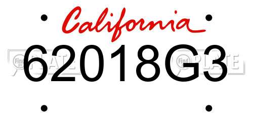62018G3 California License Plate