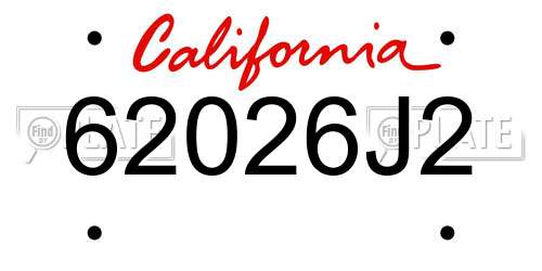 62026J2 California License Plate