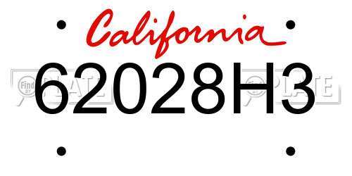 62028H3 California License Plate