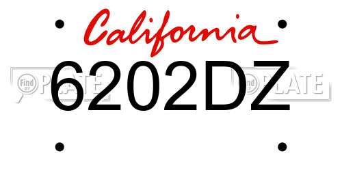 6202DZ California License Plate