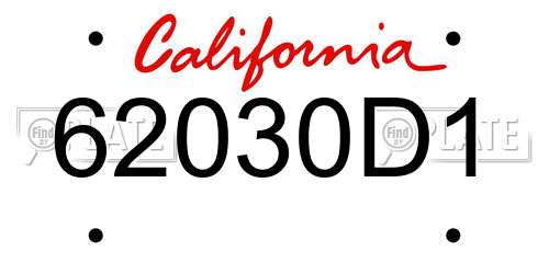 62030D1 California License Plate