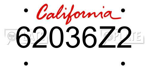 62036Z2 California License Plate