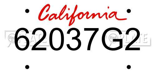 62037G2 California License Plate