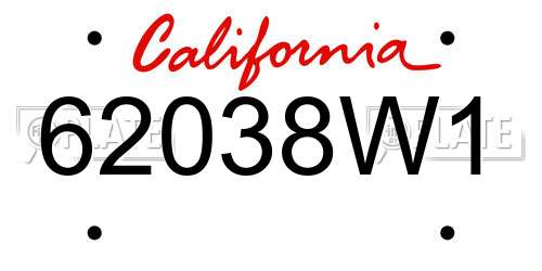 62038W1 California License Plate