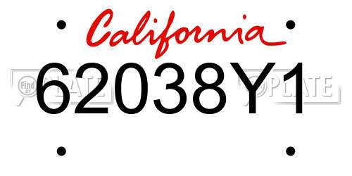 62038Y1 license plate in CA state
