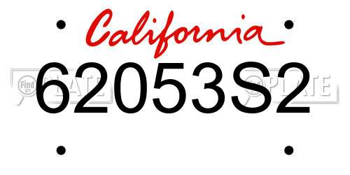 62053S2 California License Plate
