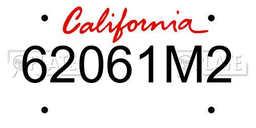 62061M2 California License Plate