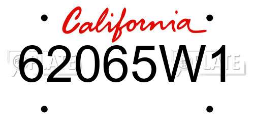 62065W1 California License Plate