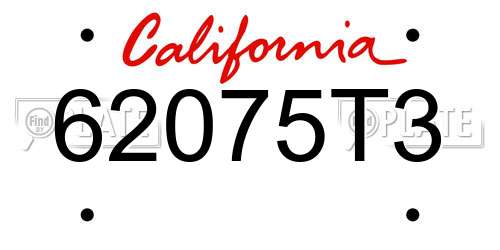 62075T3 California License Plate