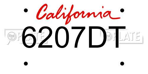 6207DT California License Plate