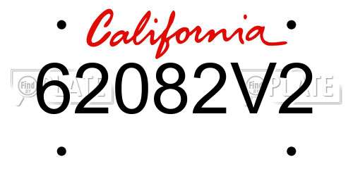 62082V2 California License Plate