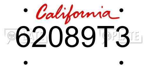 62089T3 California License Plate