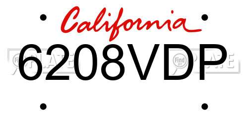 6208VDP California License Plate