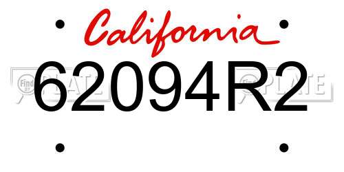 62094R2 California License Plate