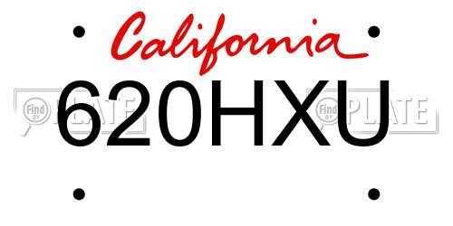 620HXU California License Plate