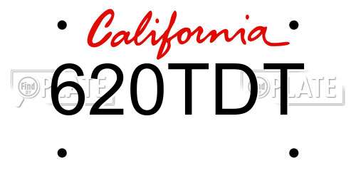 620TDT California License Plate