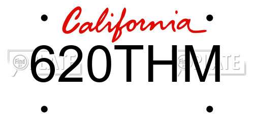 620THM California License Plate