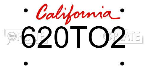 620TO2 California License Plate