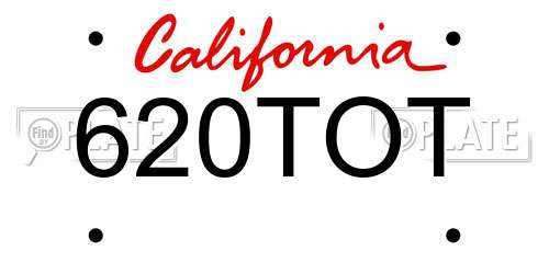 620TOT California License Plate