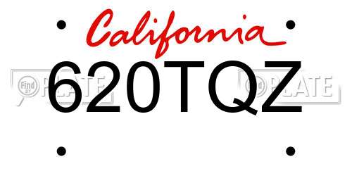 620TQZ California License Plate
