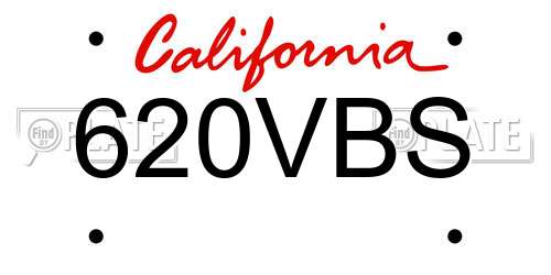 620VBS California License Plate
