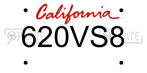 620VS8 California License Plate