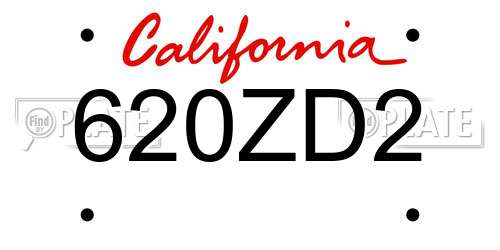 620ZD2 California License Plate