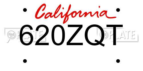 620ZQT California License Plate