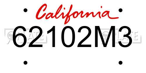 62102M3 California License Plate