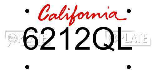 6212QL California License Plate