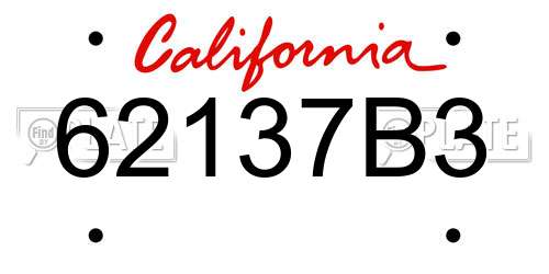 62137B3 California License Plate