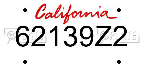 62139Z2 California License Plate