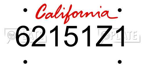 62151Z1 California License Plate